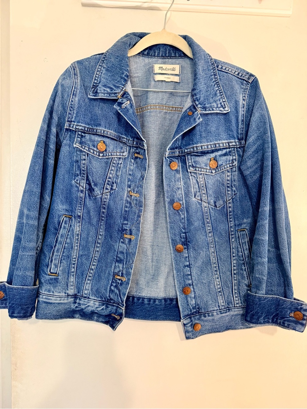 Madewell Medium Blue Washed Denim Jacket, Classic Fit